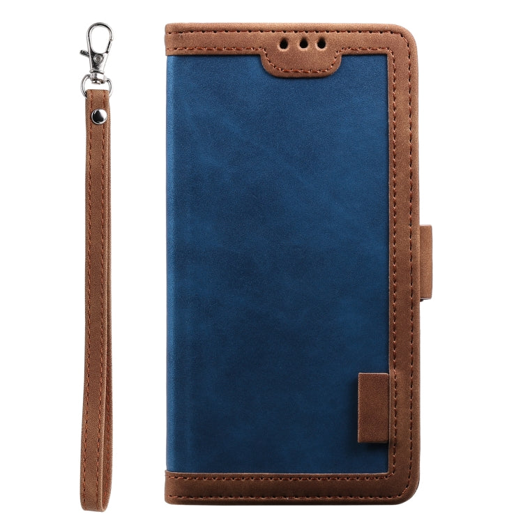 For Samsung Galaxy S25 5G Retro Splicing Horizontal Flip Leather Phone Case(Blue)