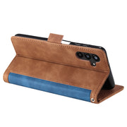 For Samsung Galaxy S25 5G Retro Splicing Horizontal Flip Leather Phone Case(Blue)