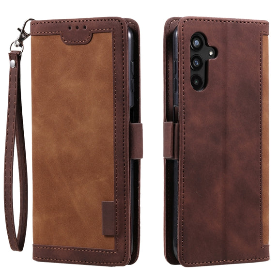 For Samsung Galaxy S25 5G Retro Splicing Horizontal Flip Leather Phone Case(Brown)