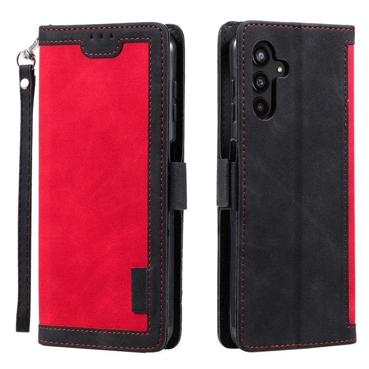 For Samsung Galaxy S25 5G Retro Splicing Horizontal Flip Leather Phone Case(Red)