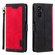 For Samsung Galaxy S25 5G Retro Splicing Horizontal Flip Leather Phone Case(Red) - Galaxy S25 5G Cases by PMC TechLife | Online Shopping South Africa | PMC TechLife | Buy Now Pay Later Mobicred