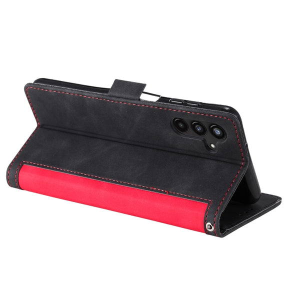 For Samsung Galaxy S25 5G Retro Splicing Horizontal Flip Leather Phone Case(Red)