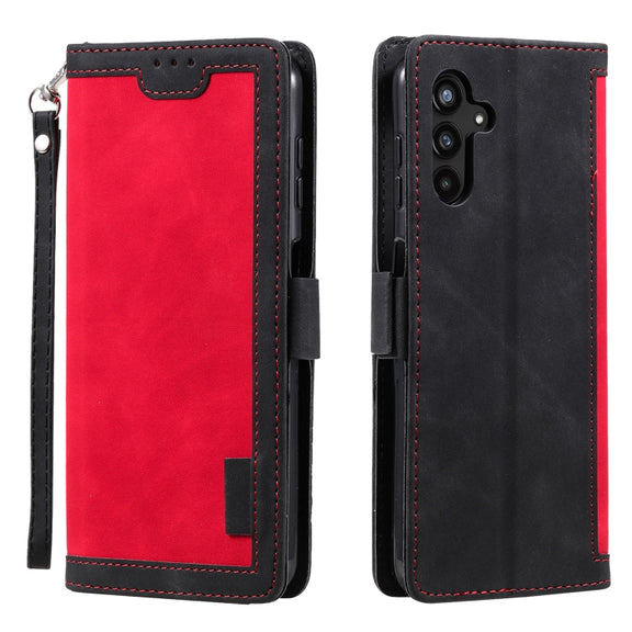 For Samsung Galaxy S25 5G Retro Splicing Horizontal Flip Leather Phone Case(Red)
