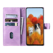 For Samsung Galaxy S25 5G TTUDRCH Embossed Line Splicing Leather Phone Case(Purple)