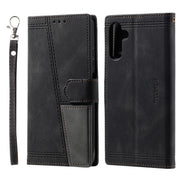 For Samsung Galaxy S25+ 5G TTUDRCH Embossed Line Splicing Leather Phone Case(Black)