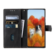 For Samsung Galaxy S25+ 5G TTUDRCH Embossed Line Splicing Leather Phone Case(Black)