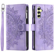 For Samsung Galaxy S25+ 5G Multi-Card Totem Zipper Leather Phone Case(Purple)