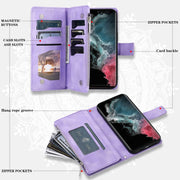 For Samsung Galaxy S25 Ultra 5G Multi-Card Totem Zipper Leather Phone Case(Purple)