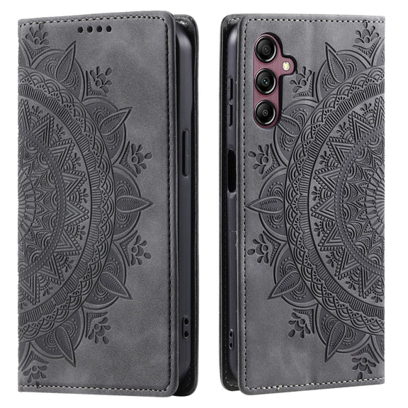 For Samsung Galaxy S25 5G Totem Embossed Magnetic Leather Phone Case(Grey)