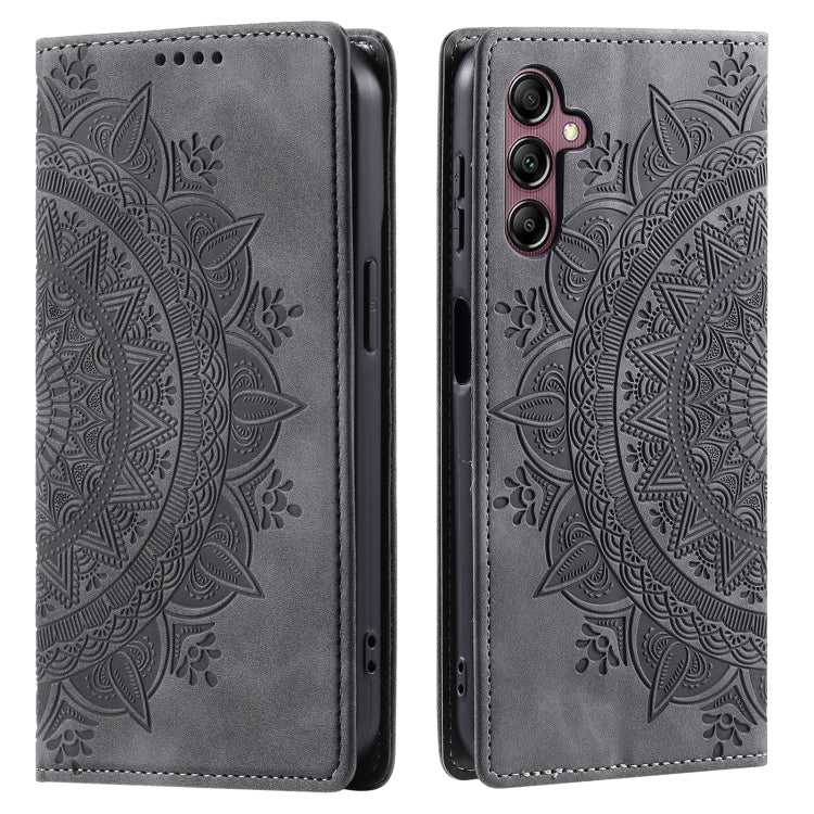 For Samsung Galaxy S25 5G Totem Embossed Magnetic Leather Phone Case(Grey)