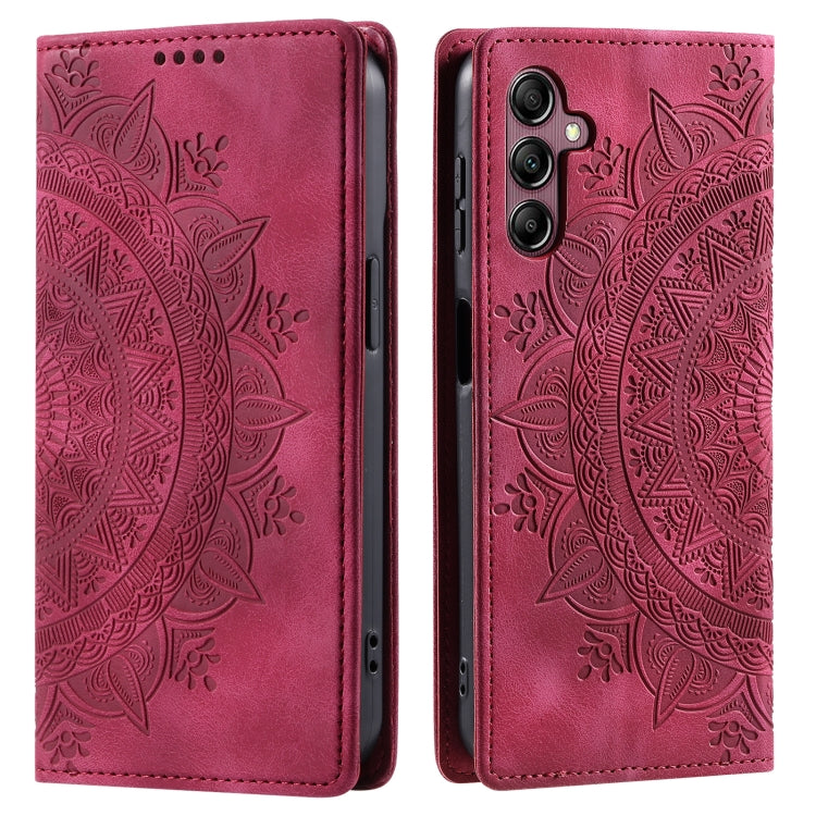 For Samsung Galaxy S25 5G Totem Embossed Magnetic Leather Phone Case(Red)