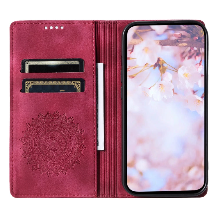For Samsung Galaxy S25 5G Totem Embossed Magnetic Leather Phone Case(Red)