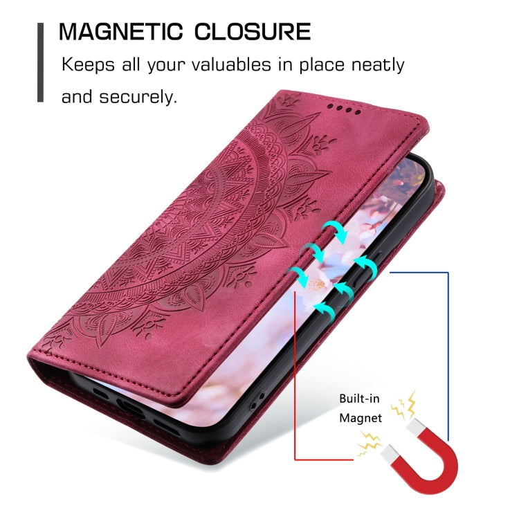 For Samsung Galaxy S25 5G Totem Embossed Magnetic Leather Phone Case(Red)