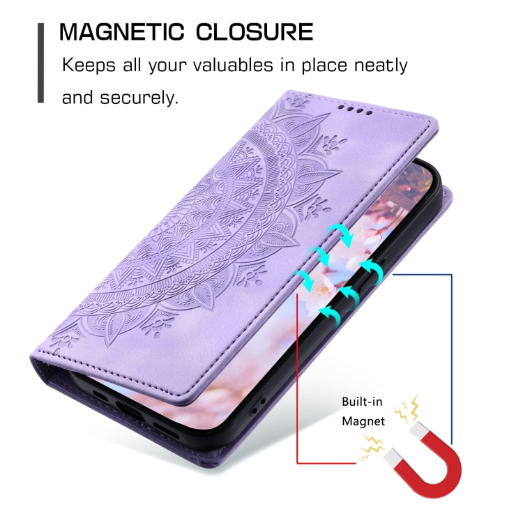 For Samsung Galaxy S25 5G Totem Embossed Magnetic Leather Phone Case(Purple)