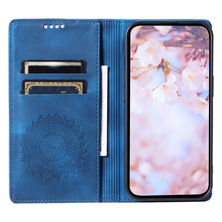For Samsung Galaxy S25+ 5G Totem Embossed Magnetic Leather Phone Case(Blue)
