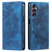 For Samsung Galaxy S25+ 5G Totem Embossed Magnetic Leather Phone Case(Blue)