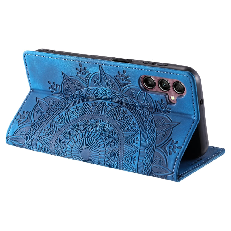 For Samsung Galaxy S25+ 5G Totem Embossed Magnetic Leather Phone Case(Blue)