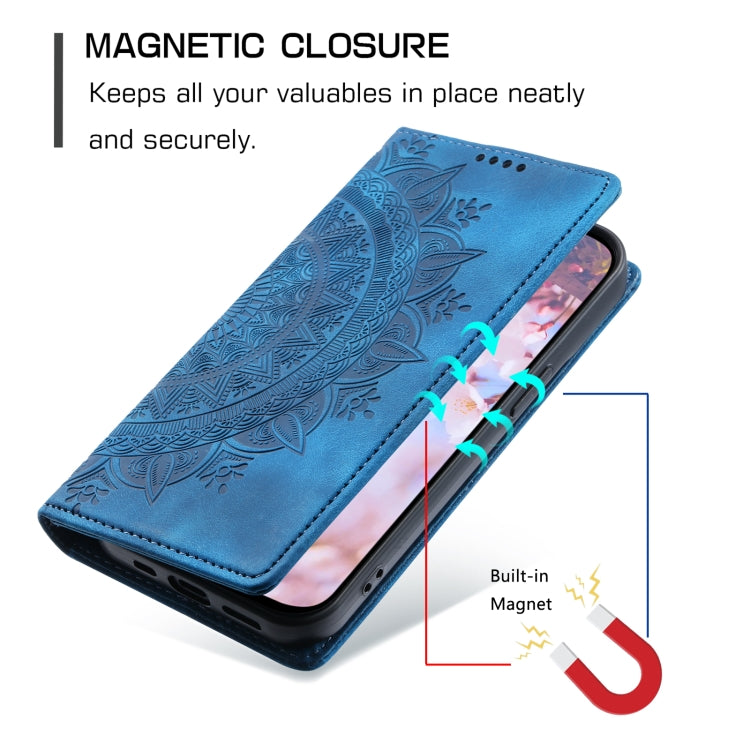 For Samsung Galaxy S25+ 5G Totem Embossed Magnetic Leather Phone Case(Blue)