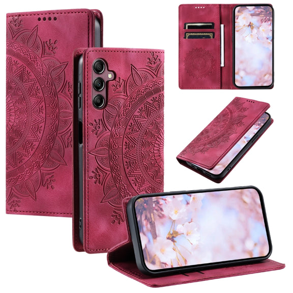 For Samsung Galaxy S25+ 5G Totem Embossed Magnetic Leather Phone Case(Red)