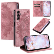 For Samsung Galaxy S25+ 5G Totem Embossed Magnetic Leather Phone Case(Rose Gold)