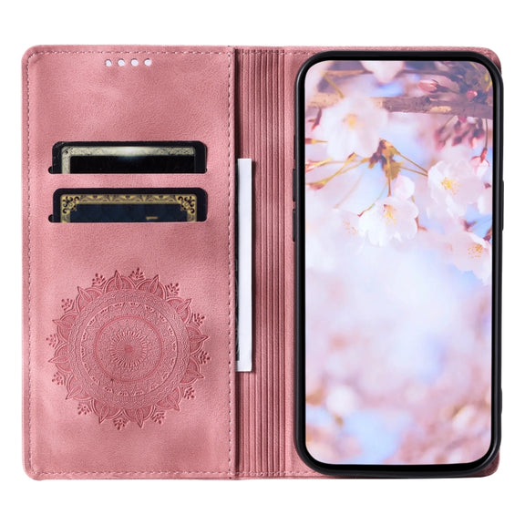 For Samsung Galaxy S25+ 5G Totem Embossed Magnetic Leather Phone Case(Rose Gold)
