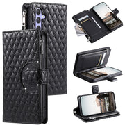 For Samsung Galaxy S25 5G Glitter Lattice Zipper Wallet Leather Phone Case(Black)