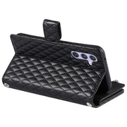 For Samsung Galaxy S25 5G Glitter Lattice Zipper Wallet Leather Phone Case(Black)