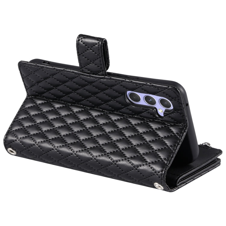 For Samsung Galaxy S25 5G Glitter Lattice Zipper Wallet Leather Phone Case(Black)