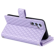 For Samsung Galaxy S25 5G Glitter Lattice Zipper Wallet Leather Phone Case(Purple)