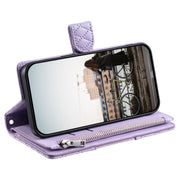 For Samsung Galaxy S25 5G Glitter Lattice Zipper Wallet Leather Phone Case(Purple)