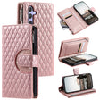 For Samsung Galaxy S25+ 5G Glitter Lattice Zipper Wallet Leather Phone Case(Rose Gold) - Galaxy S25+ 5G Cases by PMC TechLife | Online Shopping South Africa | PMC TechLife | Buy Now Pay Later Mobicred