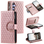 For Samsung Galaxy S25+ 5G Glitter Lattice Zipper Wallet Leather Phone Case(Rose Gold)