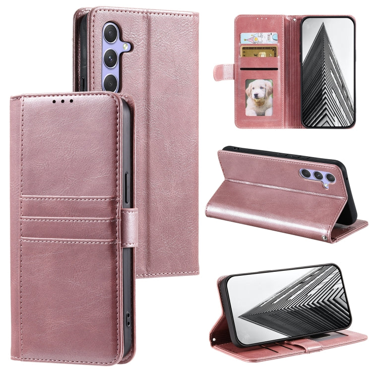 For Samsung Galaxy S25 5G Simple 6-Card Wallet Leather Phone Case(Rose Gold)
