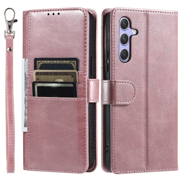 For Samsung Galaxy S25 5G Simple 6-Card Wallet Leather Phone Case(Rose Gold)