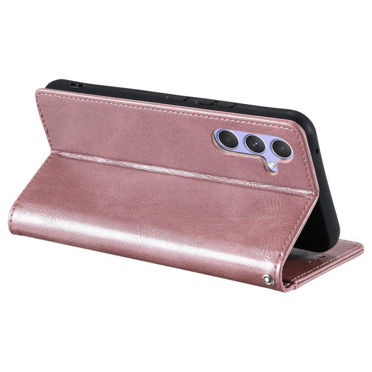 For Samsung Galaxy S25 5G Simple 6-Card Wallet Leather Phone Case(Rose Gold)