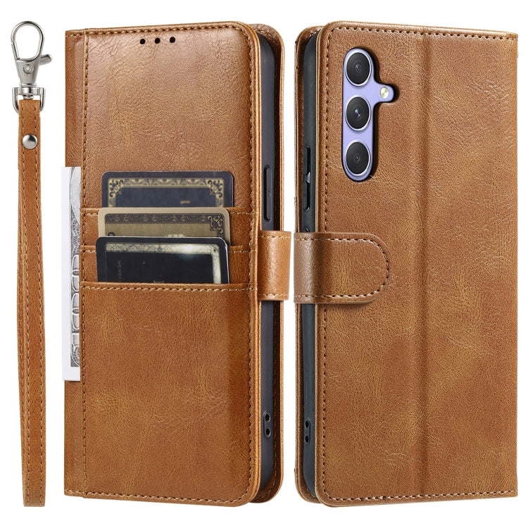 For Samsung Galaxy S25 5G Simple 6-Card Wallet Leather Phone Case(Brown)