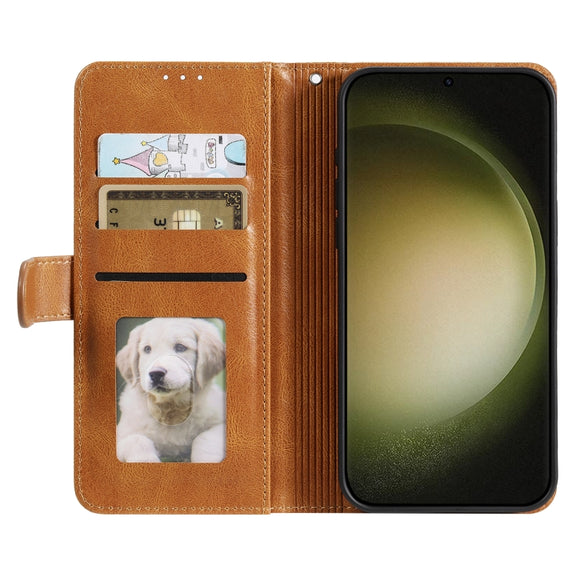 For Samsung Galaxy S25 5G Simple 6-Card Wallet Leather Phone Case(Brown)