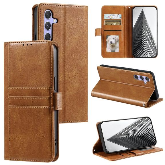 For Samsung Galaxy S25 5G Simple 6-Card Wallet Leather Phone Case(Brown)