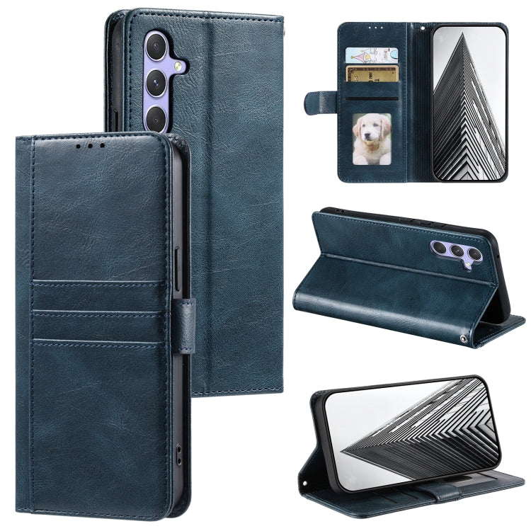For Samsung Galaxy S25+ 5G Simple 6-Card Wallet Leather Phone Case(Navy Blue)