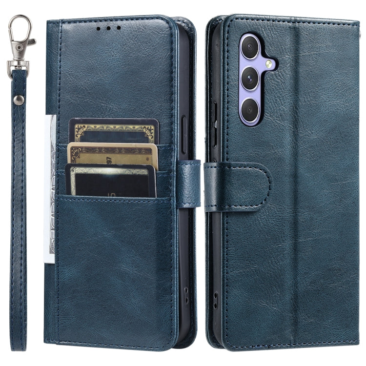 For Samsung Galaxy S25+ 5G Simple 6-Card Wallet Leather Phone Case(Navy Blue)