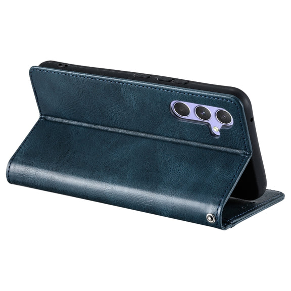 For Samsung Galaxy S25+ 5G Simple 6-Card Wallet Leather Phone Case(Navy Blue)