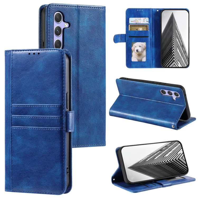 For Samsung Galaxy S25+ 5G Simple 6-Card Wallet Leather Phone Case(Blue)