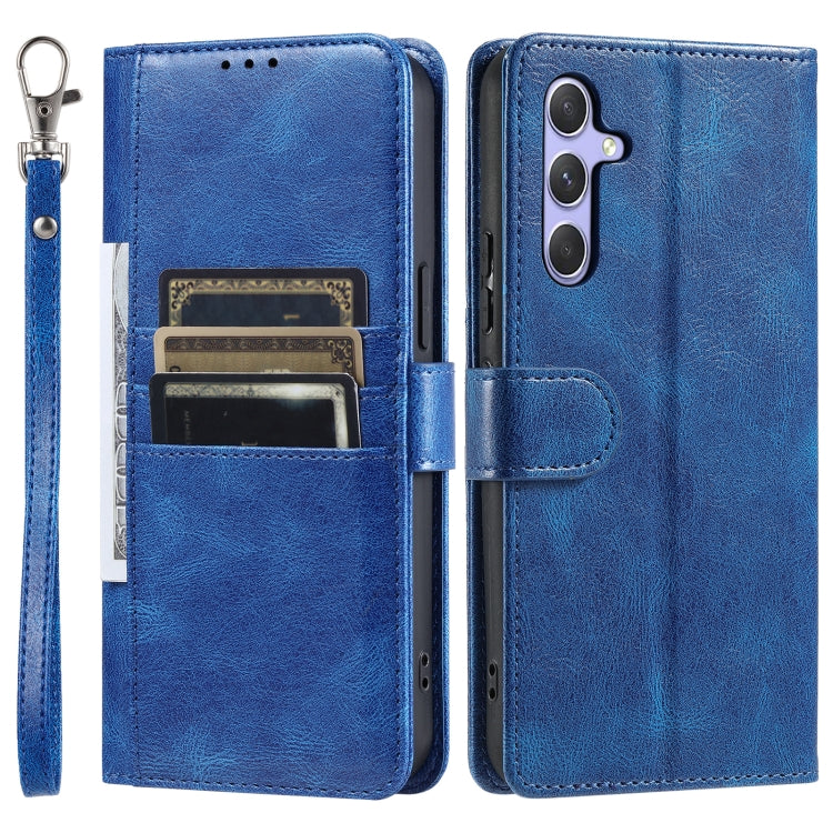 For Samsung Galaxy S25+ 5G Simple 6-Card Wallet Leather Phone Case(Blue)