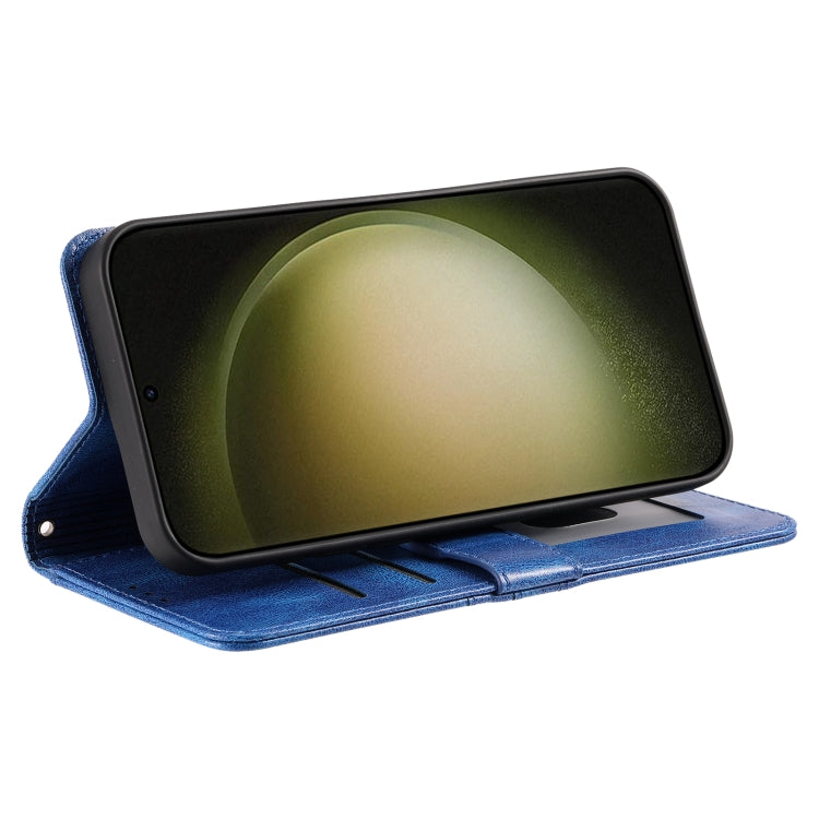 For Samsung Galaxy S25+ 5G Simple 6-Card Wallet Leather Phone Case(Blue)