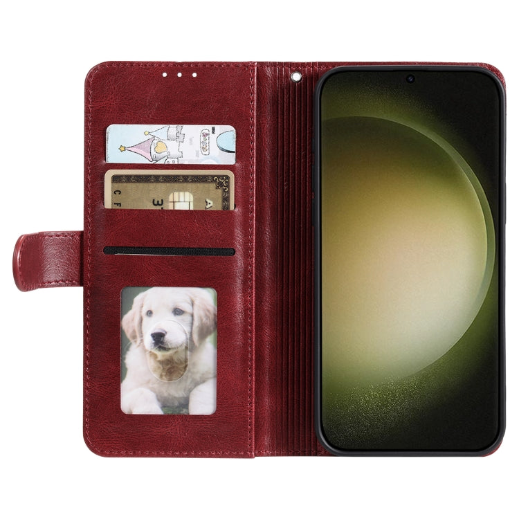 For Samsung Galaxy S25+ 5G Simple 6-Card Wallet Leather Phone Case(Wine Red)