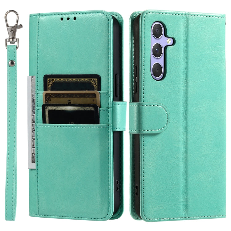 For Samsung Galaxy S25+ 5G Simple 6-Card Wallet Leather Phone Case(Green)