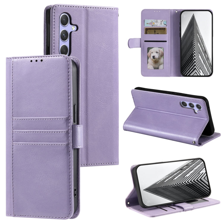 For Samsung Galaxy S25+ 5G Simple 6-Card Wallet Leather Phone Case(Purple)