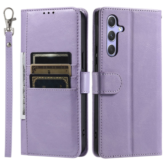 For Samsung Galaxy S25+ 5G Simple 6-Card Wallet Leather Phone Case(Purple)