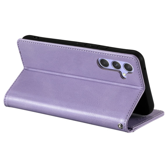 For Samsung Galaxy S25+ 5G Simple 6-Card Wallet Leather Phone Case(Purple)