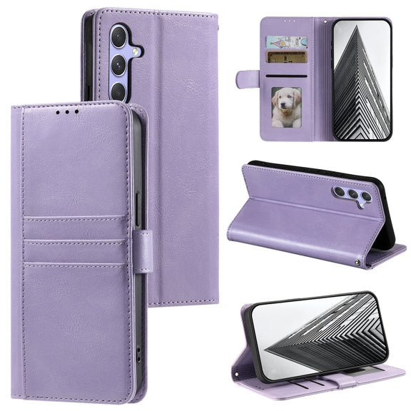For Samsung Galaxy S25+ 5G Simple 6-Card Wallet Leather Phone Case(Purple)